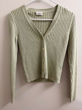 Wilfred Aritzia Ribbed Knit Cardigan Sage Green M